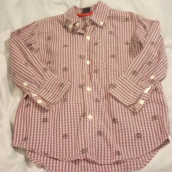 Gap kids plaid  skull button down - Picture 1 of 10
